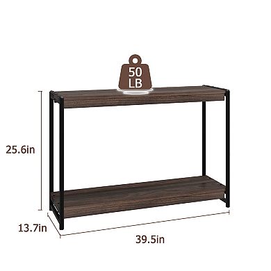 2-Tier Console Table for Entryway or Living Room Farmhouse Style Sofa Side Table with Shelf