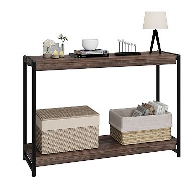 2-Tier Console Table for Entryway or Living Room Farmhouse Style Sofa Side Table with Shelf
