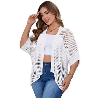 Womens Swimsuit Cover Up Open Front Cardigan Summer Swimwear Loose Bikini Beach Cover Up