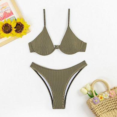 Women Underwire Bikini Sets Cheeky High Cut 2 Piece Swimsuit Bathing Suit Bikini Set