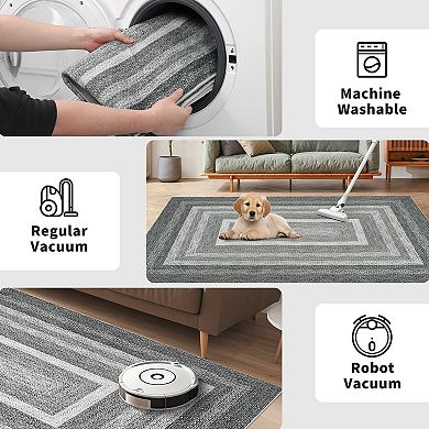 Area Rug Floor Mat Indoor Low Pile Non Slip Soft Carpet for Living Room