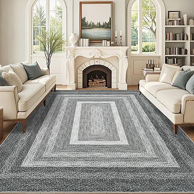 Area Rug Floor Mat Indoor Low Pile Non Slip Soft Carpet for Living Room