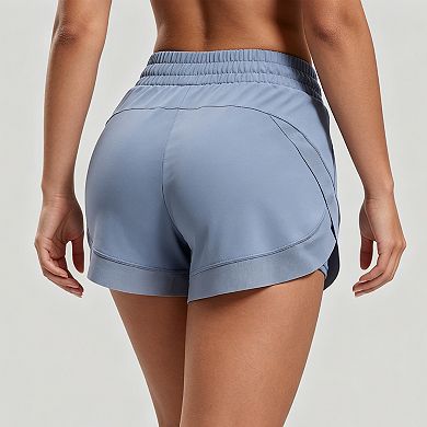 Women’s Mesh Trim Running Shorts Quick Dry Anti-See-Through Athletic Shorts