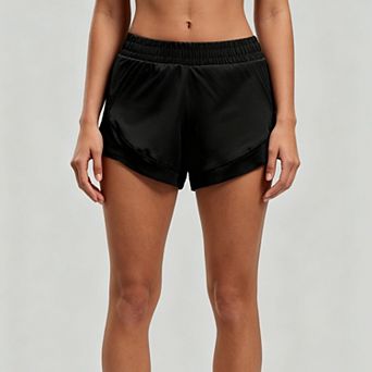 Women’s Mesh Trim Running Shorts Quick Dry Anti-See-Through Athletic Shorts
