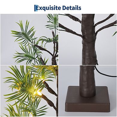 2-pack 21" Lighted Tabletop Bonsai Tree 24 Warm White LEDs USB/Battery Powered with Timer Bendable