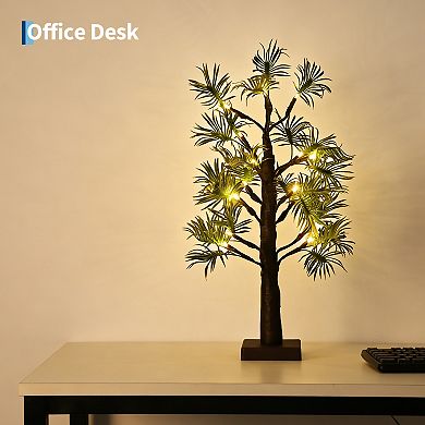 2-pack 21" Lighted Tabletop Bonsai Tree 24 Warm White LEDs USB/Battery Powered with Timer Bendable