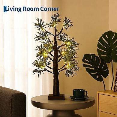 2-pack 21" Lighted Tabletop Bonsai Tree 24 Warm White LEDs USB/Battery Powered with Timer Bendable