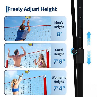 Volleyball Net System 8x11 Ft, Adjustable Height Portable Training Net with Carry Bag for patio