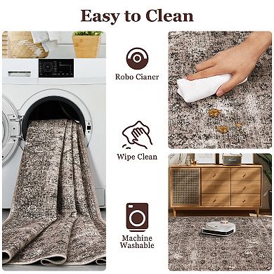Large Area Rugs for Living Room Soft Vintage Area Rugs Distressed Non-Shedding Throw Carpet