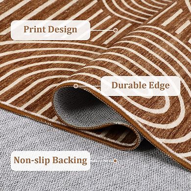 Abstract Kitchen Runner Rugs Non Slip Bath Runners, Rainbow Washable Runner Rug for Bedroom