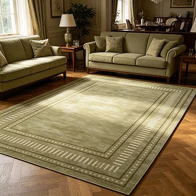 Fashionwu Border Solid Washable Rug for Living Room Bedroom Decor Soft Non Slip Durable Carpet