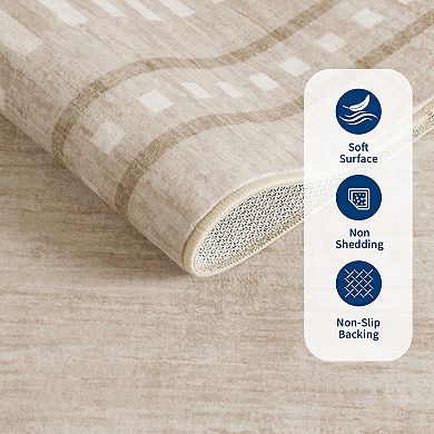 Fashionwu Border Solid Washable Rug for Living Room Bedroom Decor Soft Non Slip Durable Carpet