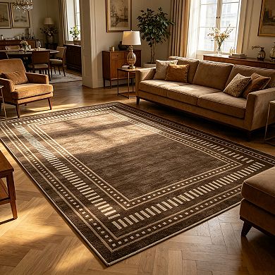 Fashionwu Border Solid Washable Rug for Living Room Bedroom Decor Soft Non Slip Durable Carpet