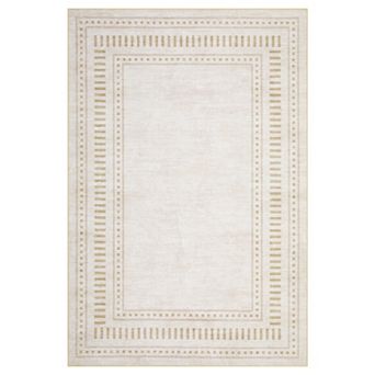 Fashionwu Border Solid Washable Rug for Living Room Bedroom Decor Soft Non Slip Durable Carpet