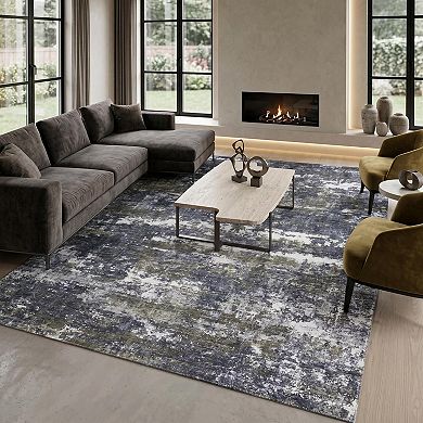 Fashionwu Modern Solid Abstract Rug Soft Washable Durable Non Slip Carpet for Living Room Bedroom