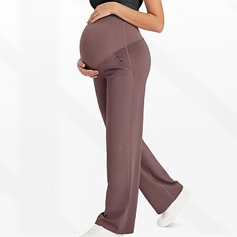 Women's High Waist Maternity Wide Leg Pants, Stretch Yoga Lounge Sweatpants
