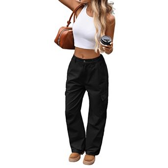 Women High Waisted Cargo Jean Wide Leg Baggy Denim Pants