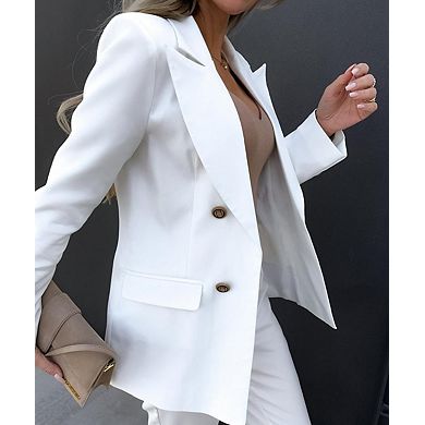 Women's Solid Color Blazer Jacket Business Casual Office Layer
