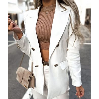 Women's Solid Color Blazer Jacket Business Casual Office Layer