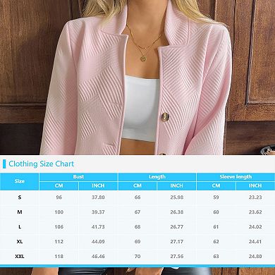 Women Long Sleeve Blazers Notch Collar Button Front Casual Work Office Suit Jackets