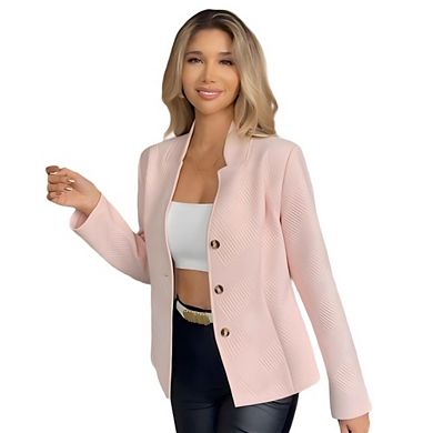 Women Long Sleeve Blazers Notch Collar Button Front Casual Work Office Suit Jackets