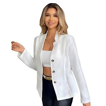 Women Long Sleeve Blazers Notch Collar Button Front Casual Work Office Suit Jackets
