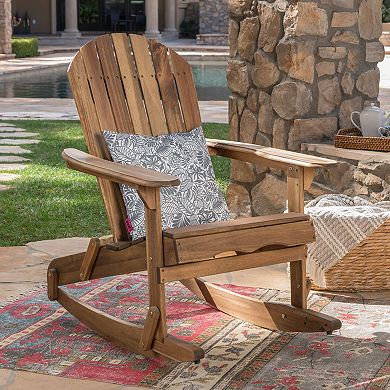 Rocking Chair With Solid Wood Slatted Structure For Porch And Garden