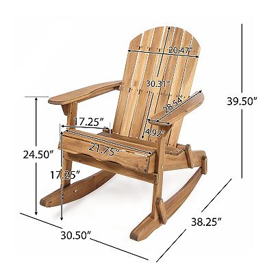 Rocking Chair With Solid Wood Slatted Structure For Porch And Garden