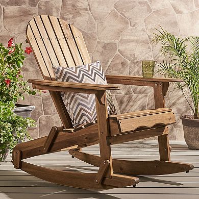 Rocking Chair With Solid Wood Slatted Structure For Porch And Garden