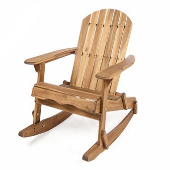 Rocking Chair With Solid Wood Slatted Structure For Porch And Garden