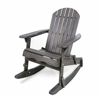 Rocking Chair With Solid Wood Slatted Structure For Porch And Garden
