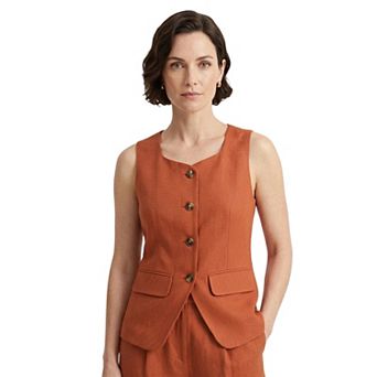 Artyska Women’s Sleeveless Button-Front Linen Vest Top with Pockets