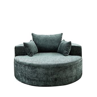 Polyester Fabric Sleeper Chair Soft Cushioned Single Sofa For Bedroom Lounge Theater Space