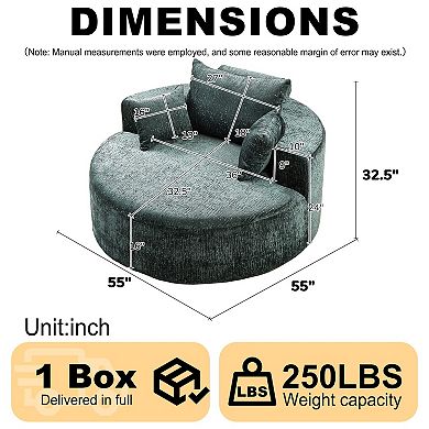 Polyester Fabric Sleeper Chair Soft Cushioned Single Sofa For Bedroom Lounge Theater Space