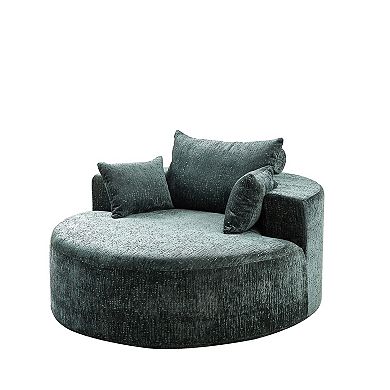 Polyester Fabric Sleeper Chair Soft Cushioned Single Sofa For Bedroom Lounge Theater Space