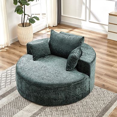 Polyester Fabric Sleeper Chair Soft Cushioned Single Sofa For Bedroom Lounge Theater Space