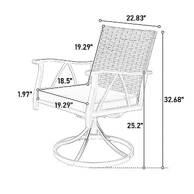Outdoor Wicker Patio Dining Set with Swivel Rocker Chairs for Backyard Yard Space