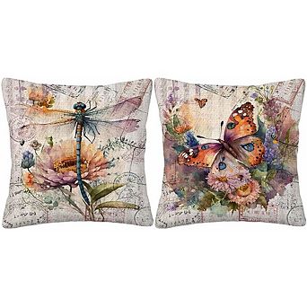Insect Art Throw Pillow Covers Set, Polyester, Double-Sided Print
