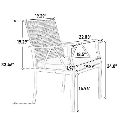 Outdoor Wicker Patio Dining Set with Swivel Rockers for Backyard Garden and Deck