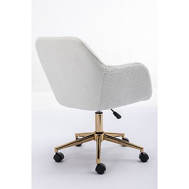 Trikiousd Teddy Fabric Home Office Chair with Adjustable Height and 360° Swivel