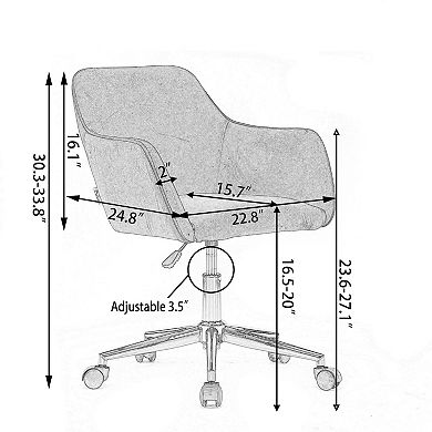 Trikiousd Teddy Fabric Home Office Chair with Adjustable Height and 360° Swivel