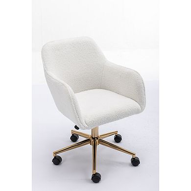 Trikiousd Teddy Fabric Home Office Chair with Adjustable Height and 360° Swivel