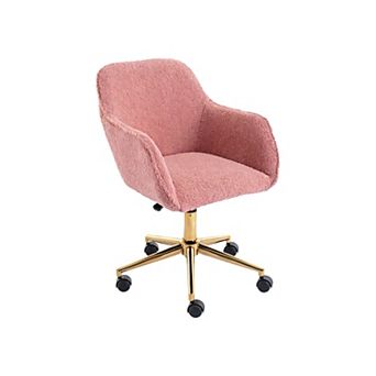 Trikiousd Teddy Fabric Home Office Chair with Adjustable Height and 360° Swivel