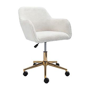 Trikiousd Teddy Fabric Home Office Chair with Adjustable Height and 360° Swivel