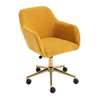Trikiousd Teddy Fabric Home Office Chair with Adjustable Height and 360° Swivel