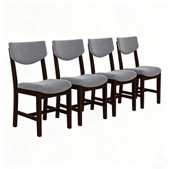 Pnronnc Farmhouse Dining Chairs Set Solid Wood Frame Accent Chair with Upholstered Seat, 4 pc