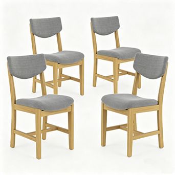 Pnronnc Farmhouse Dining Chairs Set Solid Wood Frame Accent Chair with Upholstered Seat, 4 pc