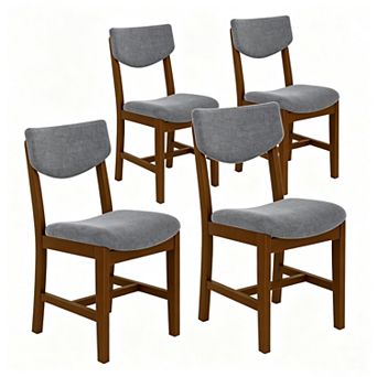 Pnronnc Farmhouse Dining Chairs Set Solid Wood Frame Accent Chair with Upholstered Seat, 4 pc