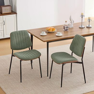 Pnronnc 2pcs Dining Chairs Upholstered Seat Accent Chairs with Metal Legs for Kitchen