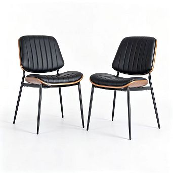 Pnronnc 2 pc Dining Chairs Upholstered Seat Accent Chairs with Metal Legs for Kitchen